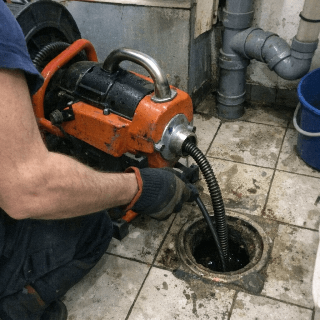 Mechanische Rohrreinigung Spezialwerkzeug im Einsatz bei einer Überprüfung
